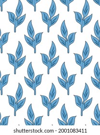 Seamless leaves pattern on white background