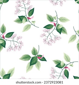 seamless leaves pattern on white background