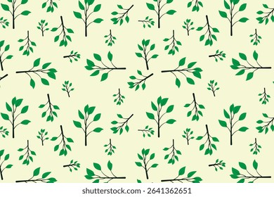 seamless leaves pattern on yellow background