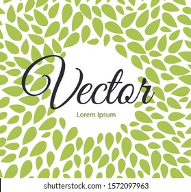 Seamless leaves pattern. Round label with text on a background of floral ornament. Packaging or label design template.