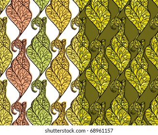 Seamless leaves pattern, stylized ornamental background