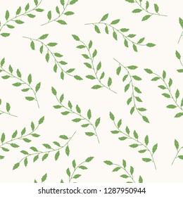 Seamless leaves pattern for summer design. Scandinavian repeat background.