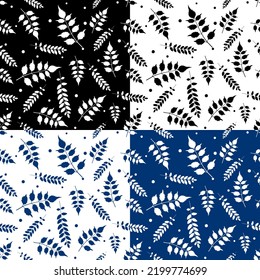 seamless leaves pattern with two tone color, black and white