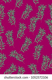 Seamless Leaves pattern. Vector black and white background and texture.