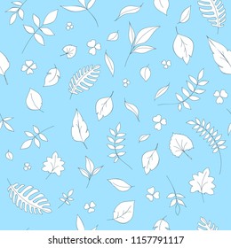 Seamless leaves pattern. Vector illustration. Simple colored ornament for leaflets. Hand drawn doodles.