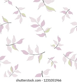 Seamless Leaves pattern. Vector leaf background texture.