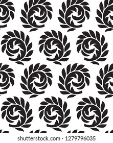 Seamless Leaves Pattern White Background