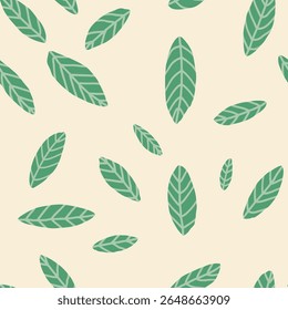 Seamless leaves pattern, wild plants in pretty summer motif. summer vibes. Good for nursery textile prints, kids apparel, wallpaper, bedding, stationery, wrapping paper, digital paper, gift wrapper