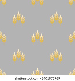 Seamless  leaves pattern. Yellow on the grey. Vector design.
