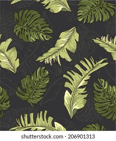 seamless leaves print pattern background