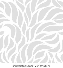 Seamless Leaves Texture. Monochrome Leaf Pattern. Wavy Leaves Pattern.