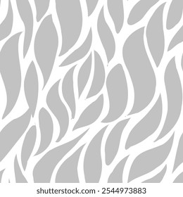 Seamless Leaves Texture. Monochrome Leaf Pattern. Wavy Leaves Pattern.