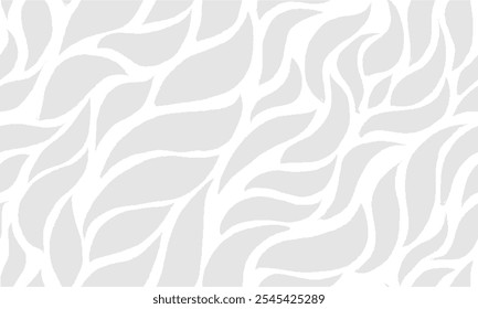 Seamless Leaves Texture. Monochrome Leaf Pattern. Wavy Leaves Pattern. Grey Floral Pattern. Abstract Leaf Seamless Pattern Background.