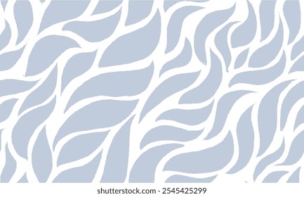 Seamless Leaves Texture. Monochrome Leaf Pattern. Wavy Leaves Pattern. Grey Floral Pattern. Abstract Leaf Seamless Pattern Background.