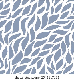 Seamless Leaves Texture. Monochrome Leaf Pattern. Wavy Leaves Pattern. Grey Floral Pattern. Abstract Leaf Seamless Pattern Background.