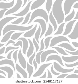 Nahtlose Blätter Textur. Schwarzes Blattmuster. Muster für Wellenblätter. Graues Blumenmuster. Abstraktes Blatt nahtloses Muster Hintergrund.