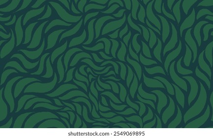 Textura De Folhas Sem Costura. Padrão De Folha Monocromática. Padrão De Folhas Onduladas. Padrão Floral Verde. Plano de fundo padrão sem emenda da folha abstrata.