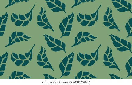 Textura de hojas sin costuras. Patrón de hoja monocromo. Patrón de hojas orgánicas. Patrón floral verde. Fondo Abstractas del patrón inconsútil de la hoja.