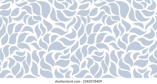 Seamless Leaves Texture. Monochrome Leaf Pattern. Wavy Leaves Pattern. Grey Floral Pattern. Abstract Leaf Seamless Pattern Background.