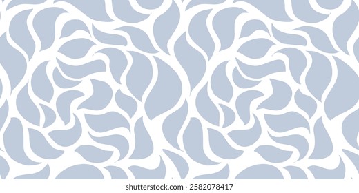 Seamless Leaves Texture. Monochrome Leaf Pattern. Wavy Leaves Pattern. Grey Floral Pattern. Abstract Leaf Seamless Pattern Background.