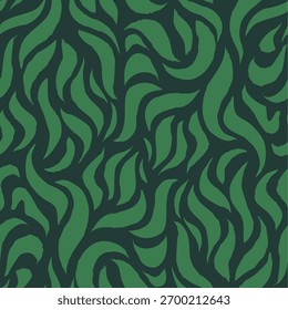 Textura De Folhas Sem Costura. Padrão De Folha Monocromática. Padrão De Folhas Onduladas. Padrão Floral Verde. Plano de fundo padrão sem emenda da folha abstrata.