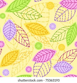 Seamless with leaves. Vector illustration.