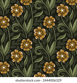 Seamless leaves wallpaper pattern elegant floral pattern in small hand draw flowers floral seamles
