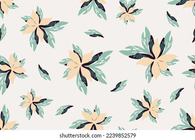 patrón de fondo de pared de hojas sin soldadura sobre fondo beige