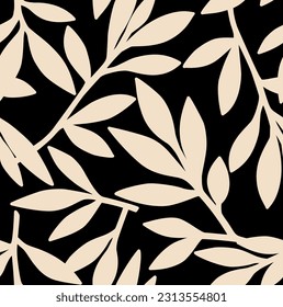 Seamless leaves wallpaper pattern on background.