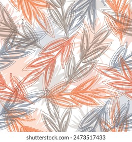 seamless leaves wallpaper pattern on textures background  Abstract intricate flower design.