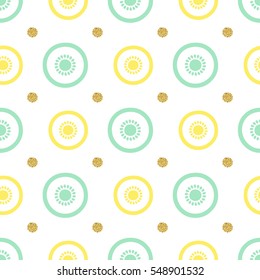seamless lemon with gold dot glitter pattern background