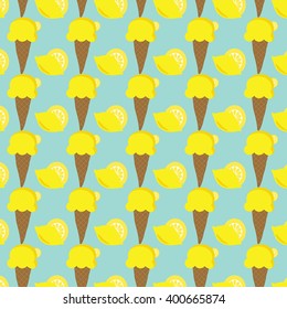 Seamless of Lemon ice-cream and lemon slice with lemon fruit background