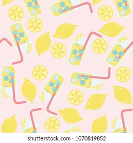 Seamless lemon on summer tone for background.