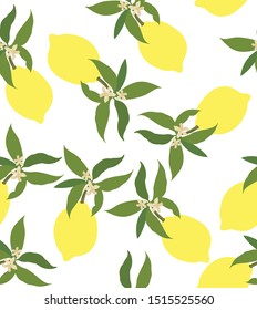 Seamless lemon pattern. Background with fruit. template for fabric, wallpaper design.