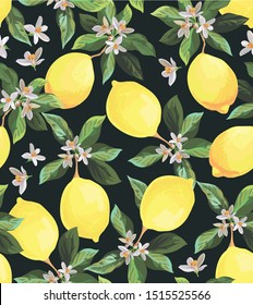 Seamless lemon pattern. Background with fruit. template for fabric, wallpaper design.