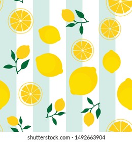 Seamless lemon pattern. Floral background. Stock vector