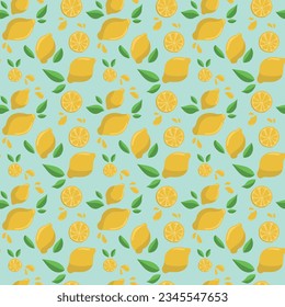 Seamless Lemon Pattern Hand Drawn Vector Illustration