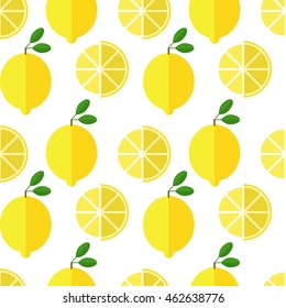 Seamless lemon pattern on white background