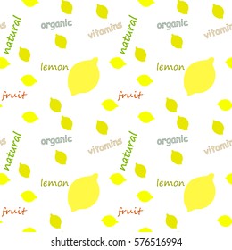 Seamless lemon pattern on white background