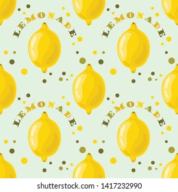 Seamless lemon pattern. Ripe yellow lemons. Modern design of textiles, print, wrapping paper, banner, poster. Vector illustration.