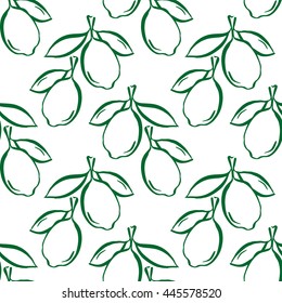 Seamless lemon pattern. Vector citrus illustration. Hand drawn food background. For fabric, textile design and wallpaper.