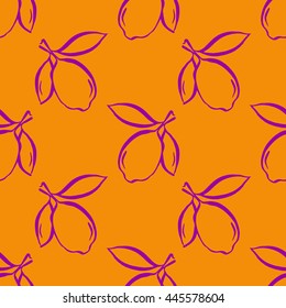 Seamless lemon pattern. Vector citrus illustration. Hand drawn food background. For fabric, textile design and wallpaper.
