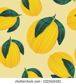 Seamless Lemon patterns Background for Menu, Wallpaper, Spa, Spring, Summer. Botanical style for Summer. Vector illustration