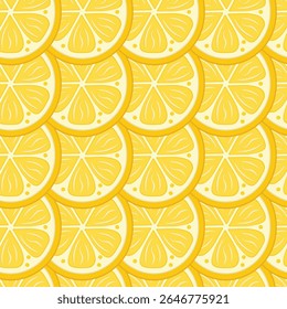 Seamless lemon slice pattern. Fresh citrus fruit healthy summer drink background