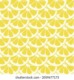 Seamless lemon slices pattern vector. Lemon slices on table handdrawn pattern.