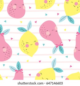 seamless lemons and pears pattern vector illustration
