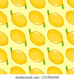Seamless lemons vector pattern background wallpaper for kitchen cooking cafe or restaurant menu