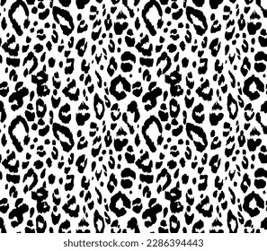 Seamless leopard black and white skin pattern. Vector illustration.