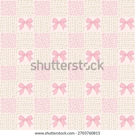 Seamless leopard bow pink quilt pattern
