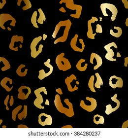 Seamless leopard brush stroke pattern. Gold color. Vector illustration.